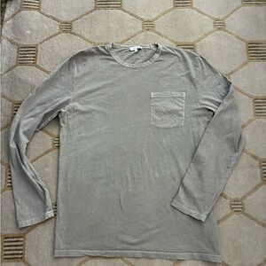Reiss Garment Dyed Long Sleeve Tee in Tan